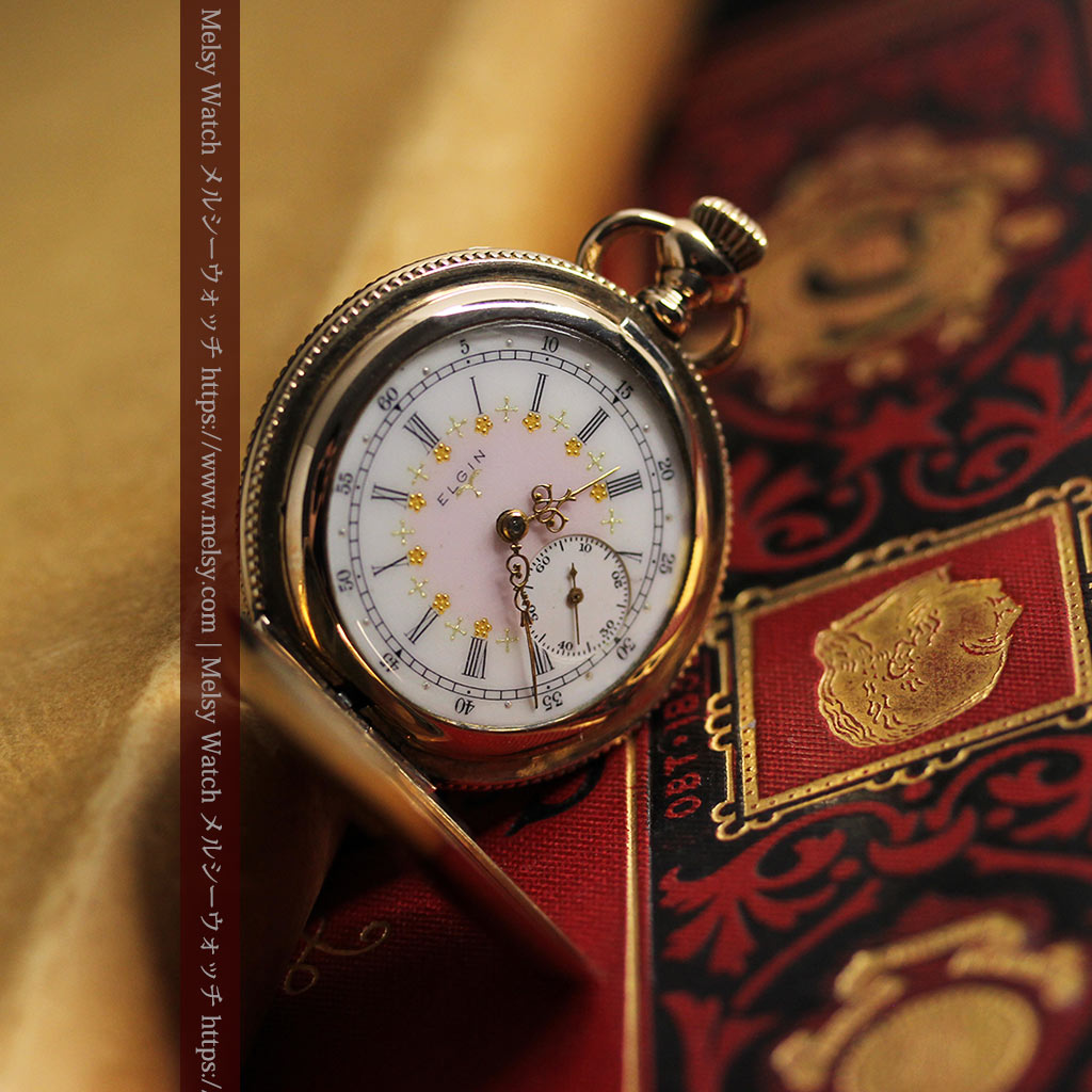 懐中時計メンズ動作品エルジンELGIN手巻きアンティーク金張り1909年製 
