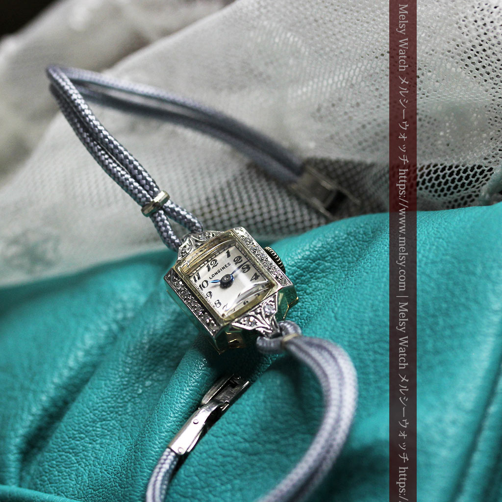 14個のダイヤモンド輝く 金無垢ロンジンの女性用アンティーク腕時計