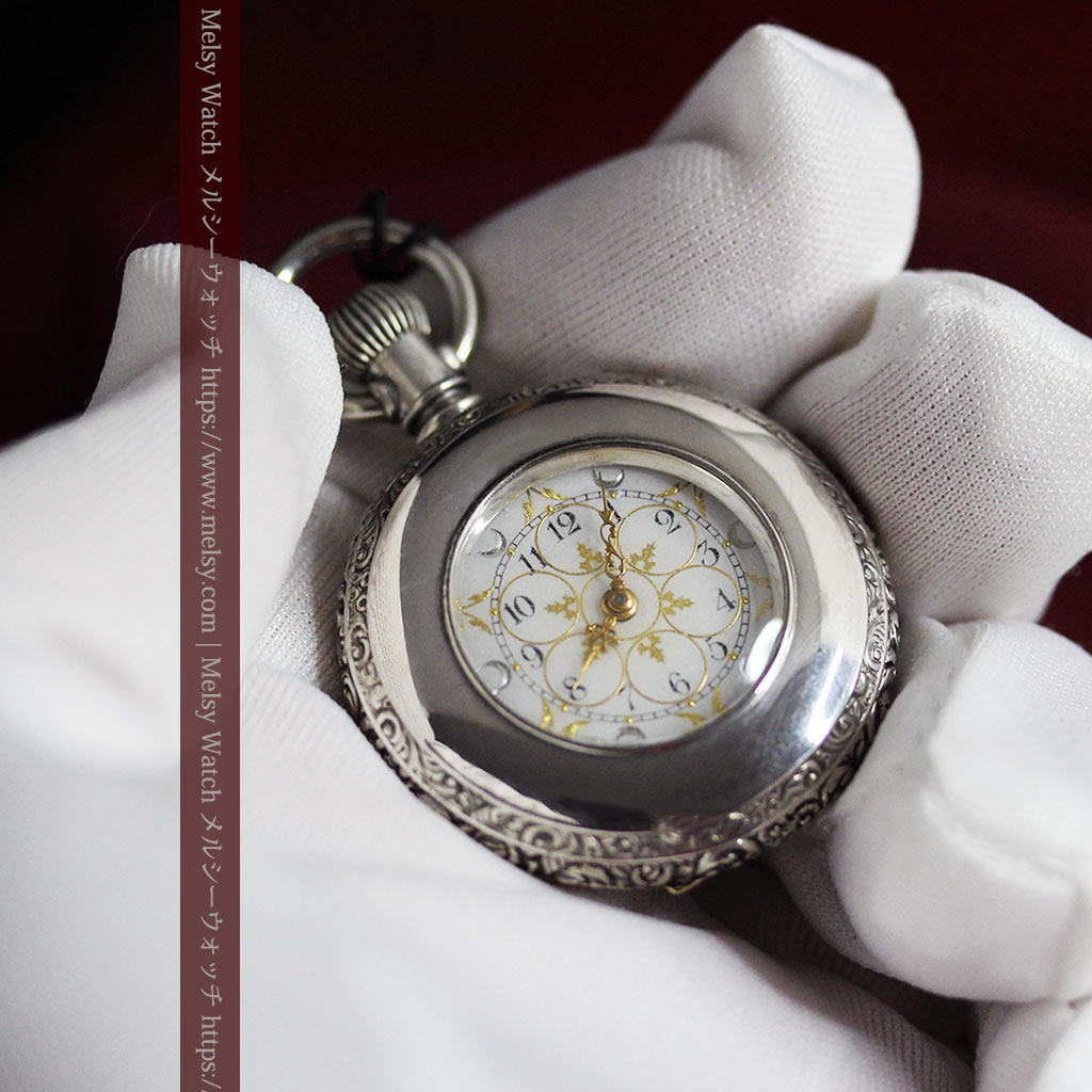 銀と金の色合わせが上品なウォルサム銀無垢懐中時計 【1900年頃】