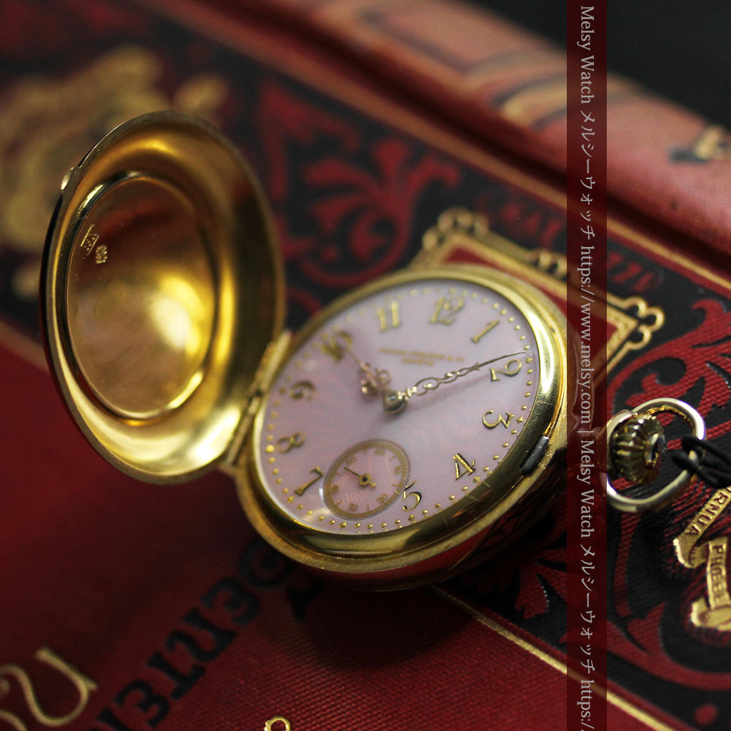 華麗な文字盤が光るパテックフィリップの18金無垢アンティーク懐中時計 