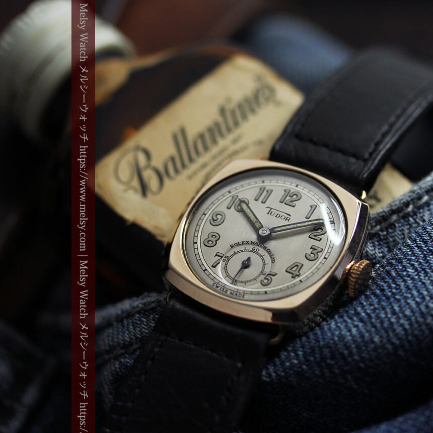 ロレックス・チューダーの金無垢アンティーク腕時計 【1941年頃】クッション型-W1604-1
