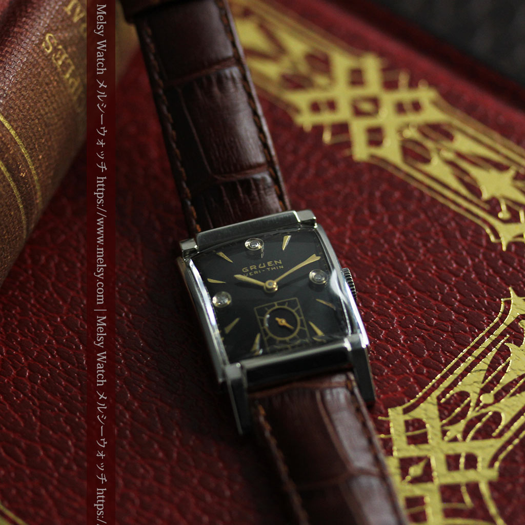 1950年代 Gruen グリュエン スパイダー 黒文字盤 手巻き 腕時計 - 時計