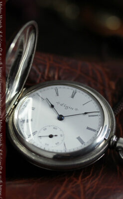 エルジンの蓋付きハンターケース・銀無垢アンティーク懐中時計