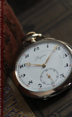 ロンジン昔の雰囲気そのままに ローズ色銀無垢アンティーク懐中時計