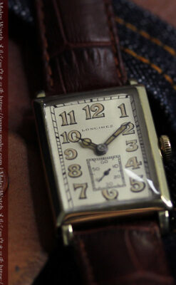 1世紀という渋さが光る ロンジンの長方形アンティーク金無垢腕時計 【1926年頃】-W1633-1