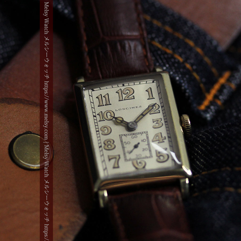 1世紀という渋さが光るロンジンの長方形アンティーク金無垢腕時計